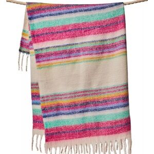 Free People Skye Stripe Fringe Throw Blanket